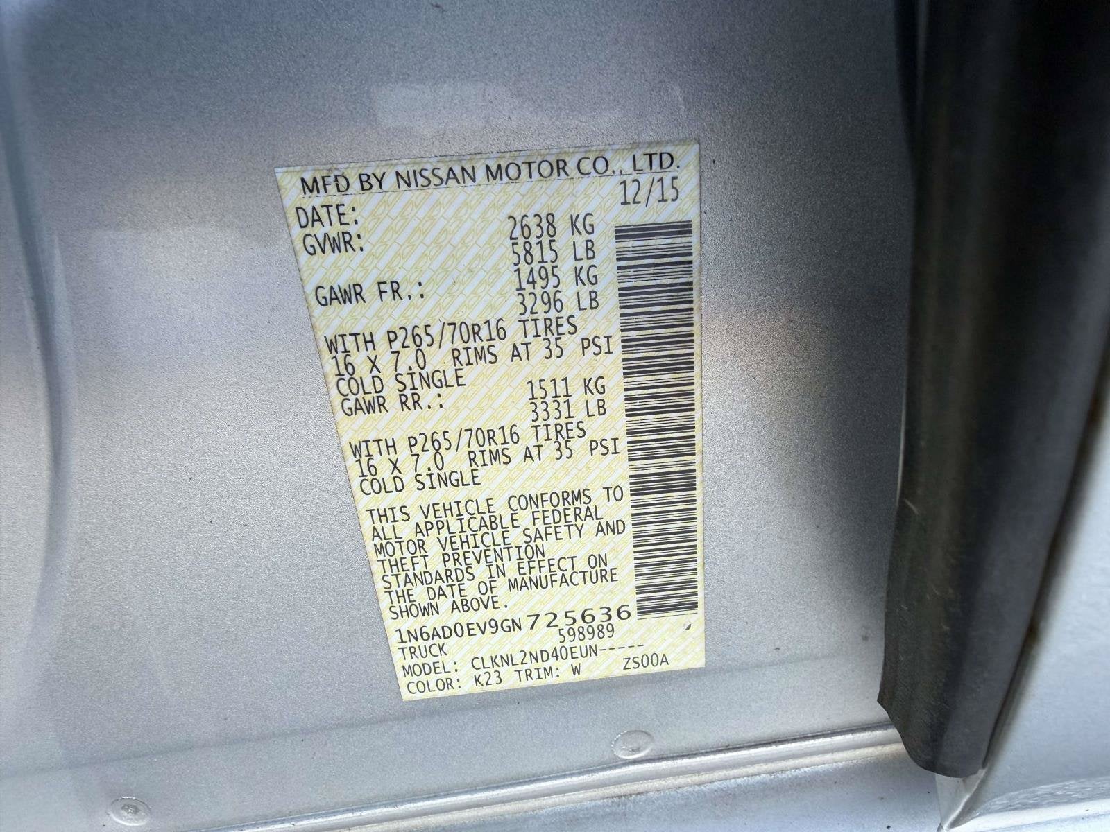 2016 Nissan Frontier SV